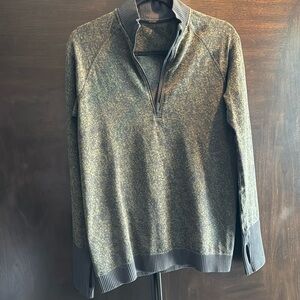 Lululemon‎ Men’s Large 1/4 Zip Active Shirt Black Green Marble NO SIZE TAG